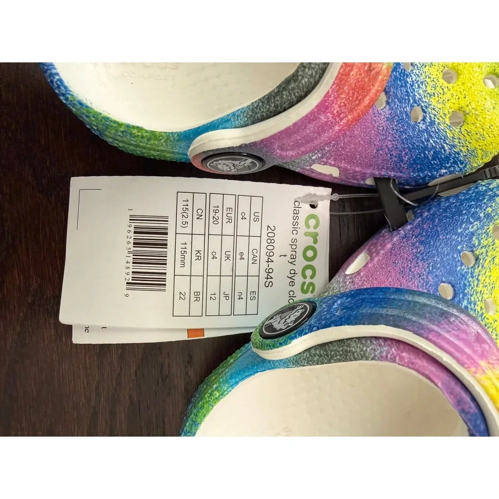 Crocs Toddler Classic Spray Dye Clog Rainbow Multi Color 208094-94S Size C4